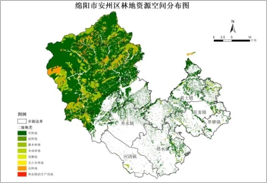 绵阳市安州区林地资源空间分布图